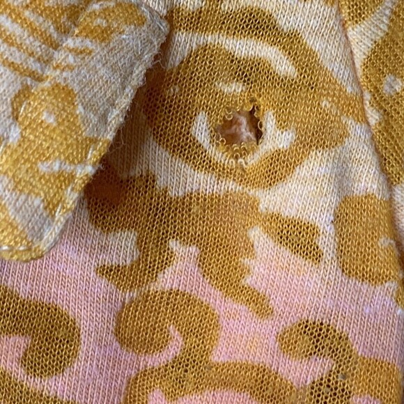 Athleta Stretch Top Women S Orange Umbre V-neck Metal Buttons - Picture 9 of 9